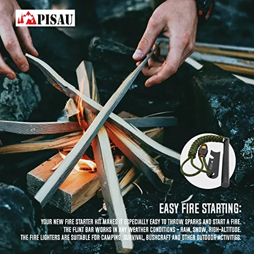 12.7 cm Ferrocerium Ferro Rod Flint Fire Starter Waterproof Survival Flint and Steel Rods with Multi-Tool Striker and Paracord Neck-Wrist Lanyard for Camping, Hiking and Emergency Gear |