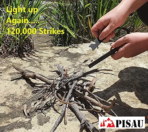12.7 cm Ferrocerium Ferro Rod Flint Fire Starter Waterproof Survival Flint and Steel Rods with Multi-Tool Striker and Paracord Neck-Wrist Lanyard for Camping, Hiking and Emergency Gear |