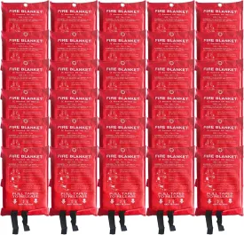 30 Packs Fire Blanket  39.37x39.37 Inches, 1100 Heat Resistant, Emergency Fire Suppression Blanket for Kitchen, Home, Car, Camping  Easy to Use, Non-Toxic, Reusable, Compact & Lightweight