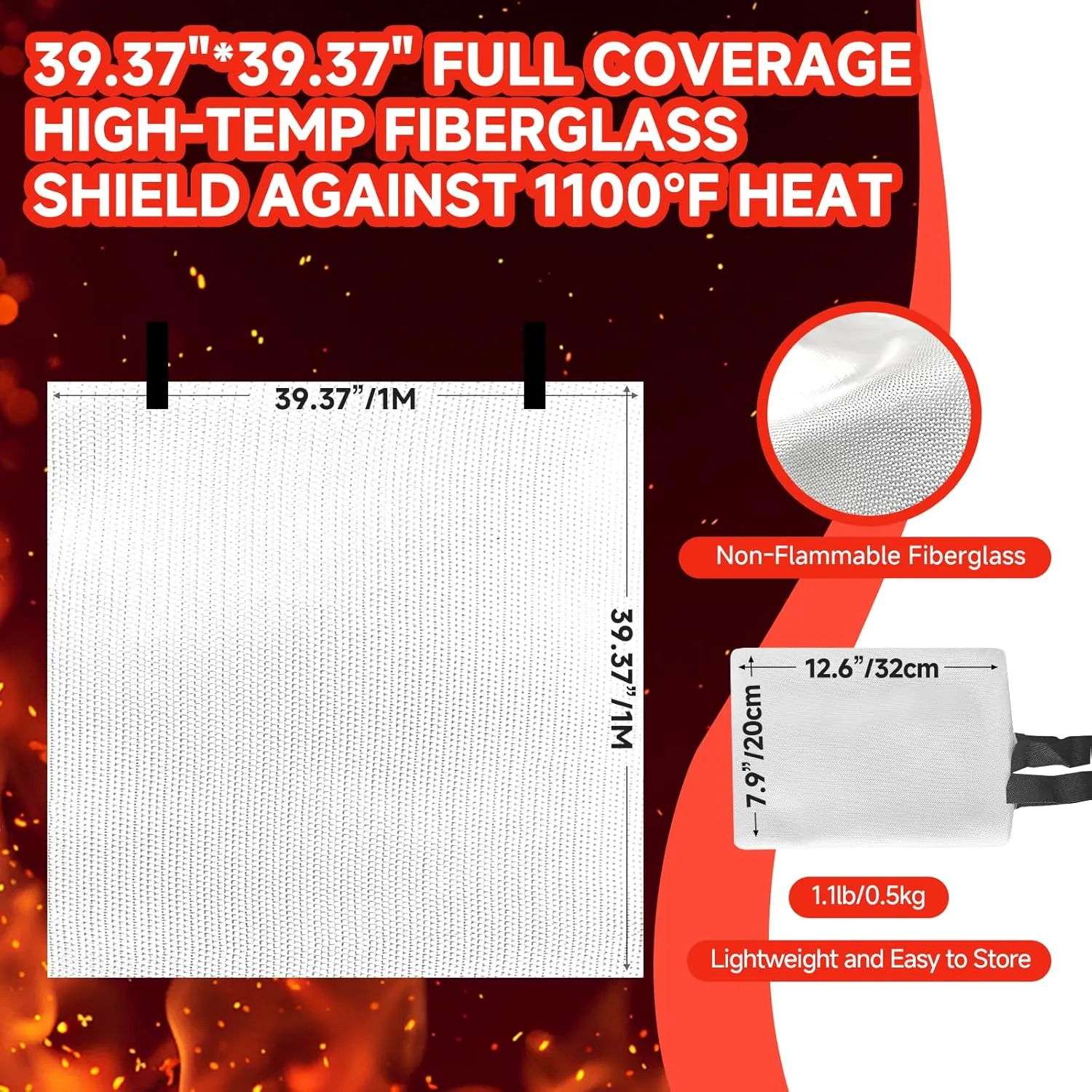 30 Packs Fire Blanket  39.37x39.37 Inches, 1100 Heat Resistant, Emergency Fire Suppression Blanket for Kitchen, Home, Car, Camping  Easy to Use, Non-Toxic, Reusable, Compact & Lightweight
