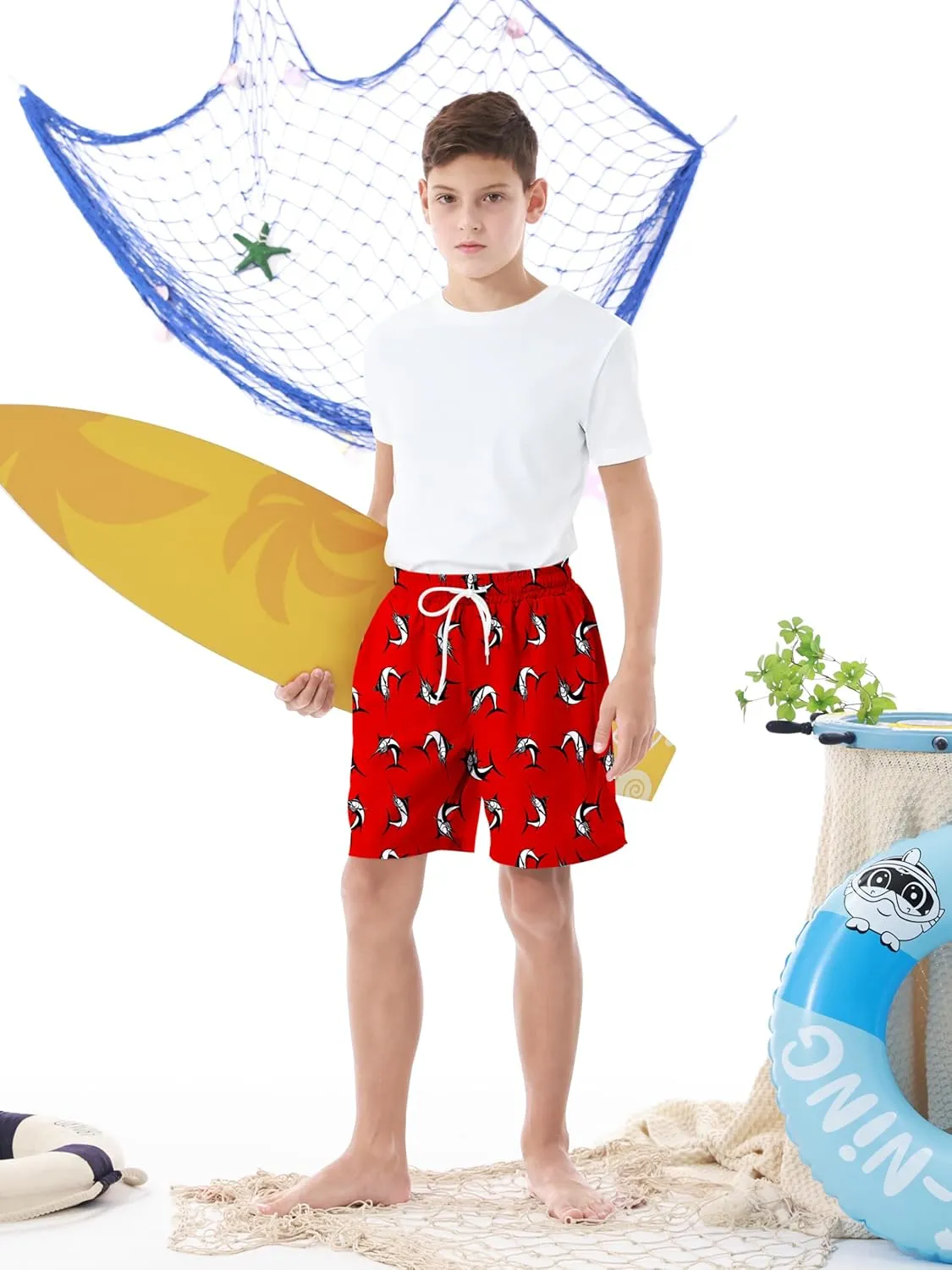 3/1 Pack Boys Swim Trunks UPF 50  Swim Shorts Kid Board Shorts with Mesh Lining Quick Dry Beachwear Swimsuit