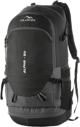 ALPHA 50 Litre Travel Backpack Water Resistant Daypack Bag for Cycling Trekking Hiking Camping for Men & Women,Grey