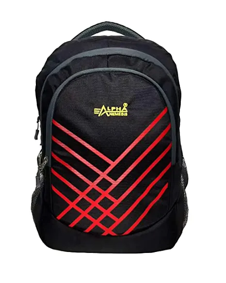 Alpha Nemesis Casual Waterproof Laptop Backpack/Office Bag/School Bag/College Bag/Business Bag/Unisex Travel Backpack Made With Waterproof polyester Black Red Laptop Backpack
