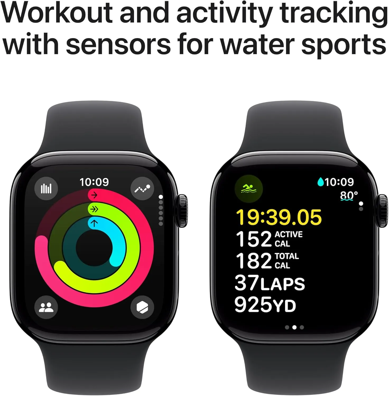 Apple Watch Series 10 [GPS   Cellular 42mm case] Smartwatch with Jet Black Aluminium Case with Black Sport Band - S/M. Fitness Tracker, ECG App, Always-On Retina Display, Water Resistant