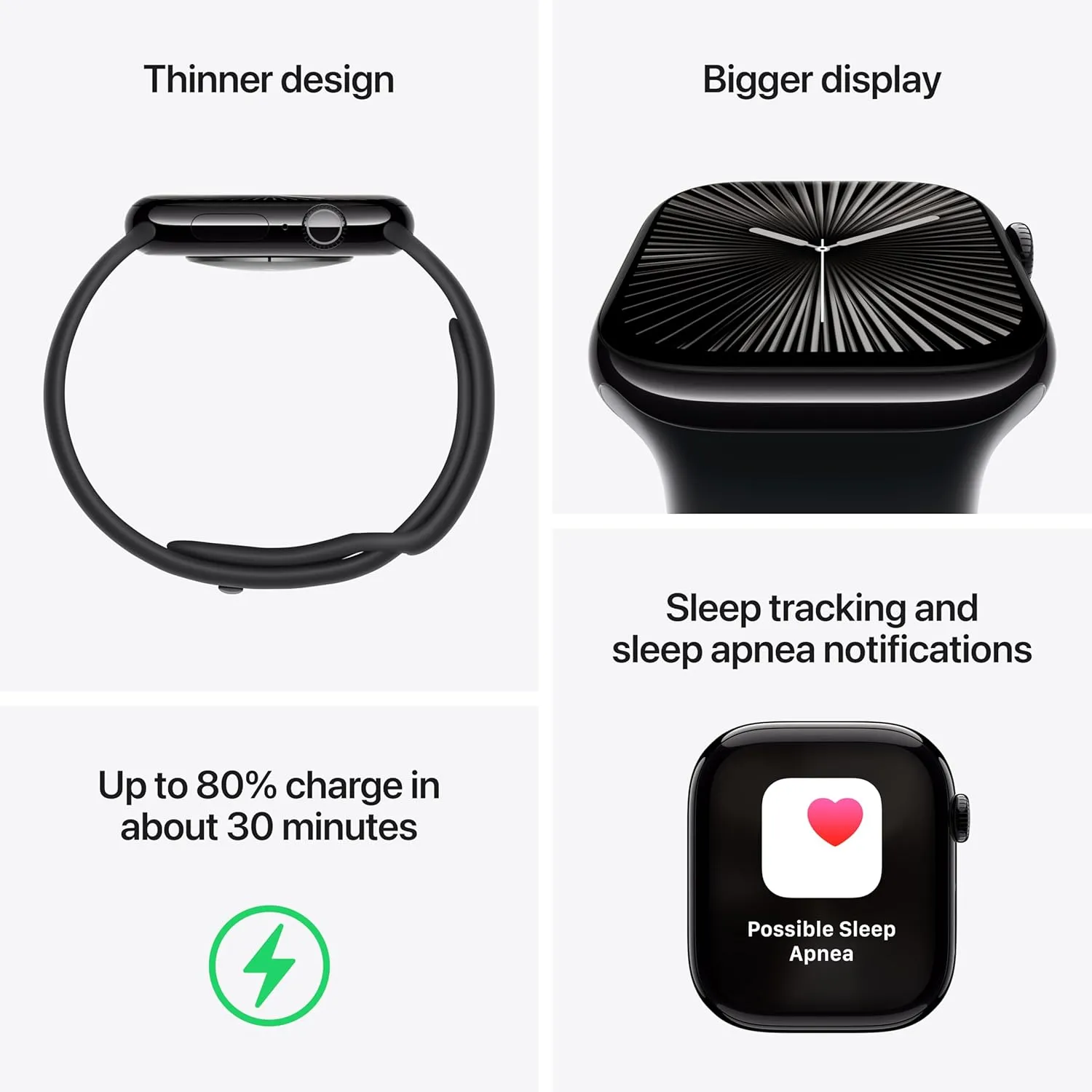 Apple Watch Series 10 [GPS   Cellular 42mm case] Smartwatch with Jet Black Aluminium Case with Black Sport Band - S/M. Fitness Tracker, ECG App, Always-On Retina Display, Water Resistant