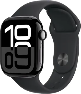 Apple Watch Series 10 [GPS   Cellular 42mm case] Smartwatch with Jet Black Aluminium Case with Black Sport Band - S/M. Fitness Tracker, ECG App, Always-On Retina Display, Water Resistant