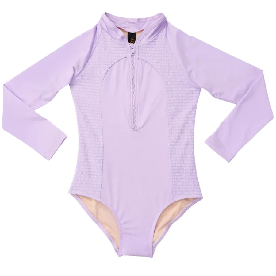 Aqua Blu Jr Long Sleeve One Piece AG2255SS - Stepping Stones Lilac