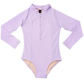 Aqua Blu Jr Long Sleeve One Piece AG2255SS - Stepping Stones Lilac