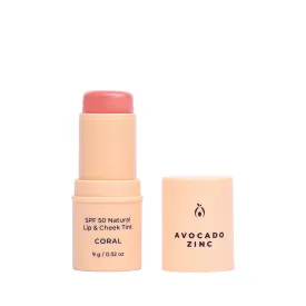 Avocado Zinc SPF 50 Natural Lip & Cheek Tint - Coral 9g