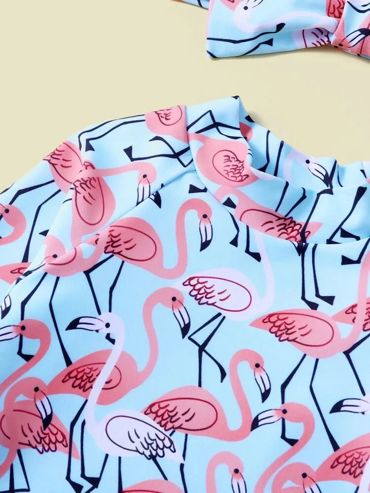 Baby Girls’ Flamingo Rash Guard Swimsuit
