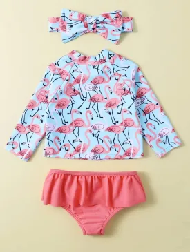 Baby Girls’ Flamingo Rash Guard Swimsuit