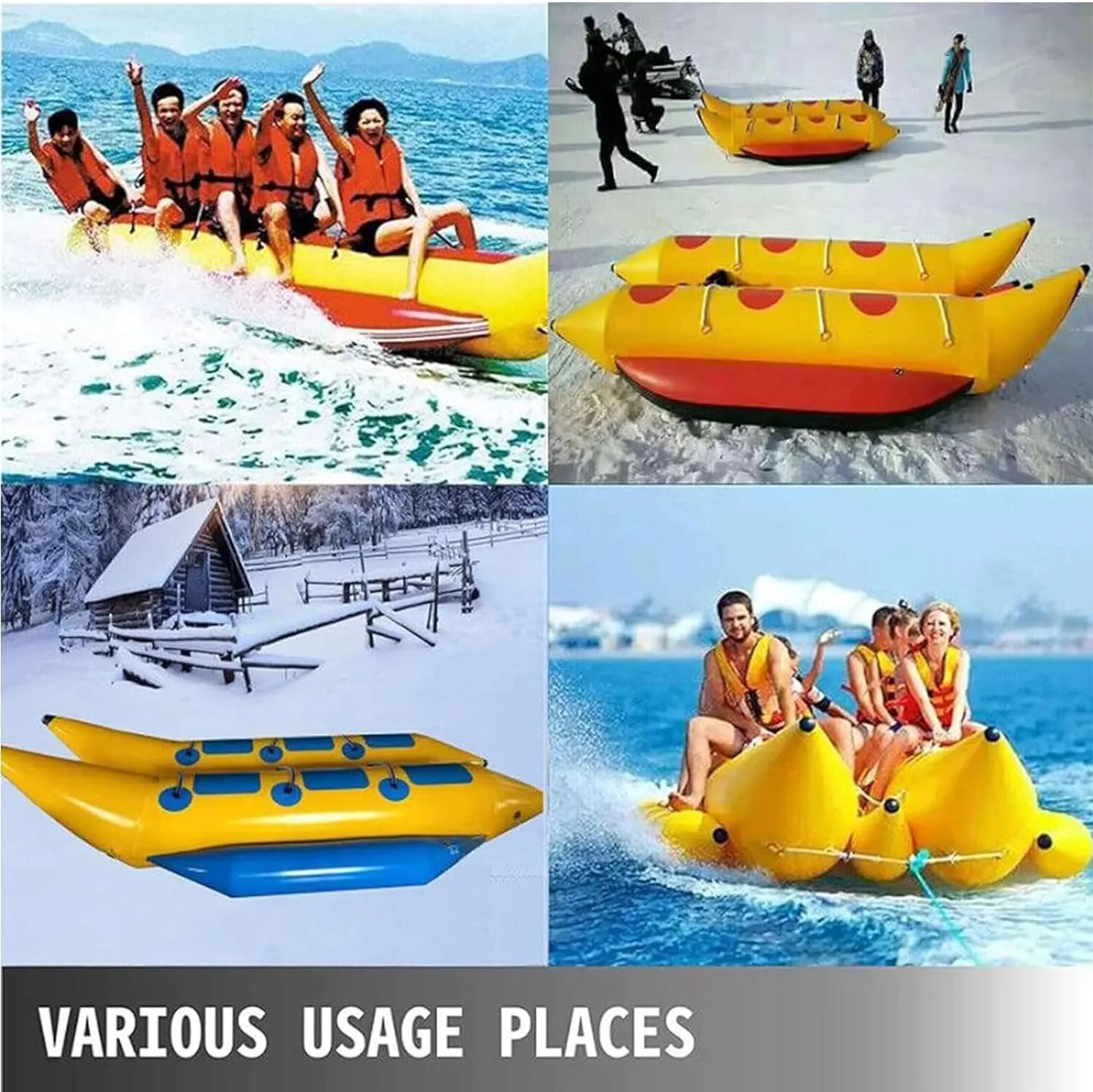 Banana Boat, Inflatable Water Sports Towed Banana Boat, Suitable for Adults and Children Water Entertainment, Water Surfing Inflatable Raft,8 People