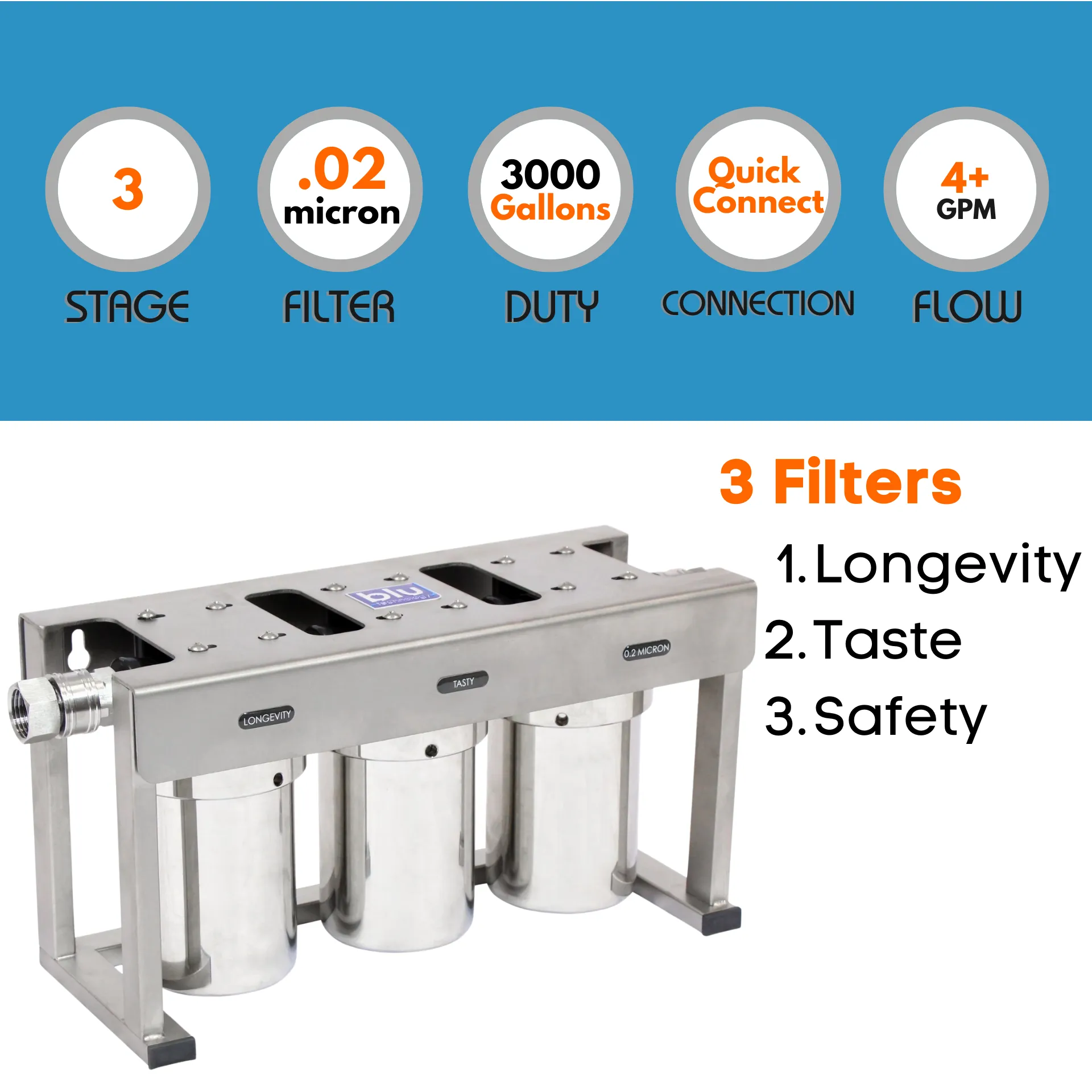 Blu Tech MR3 3-Stage Portable Water Filtration System