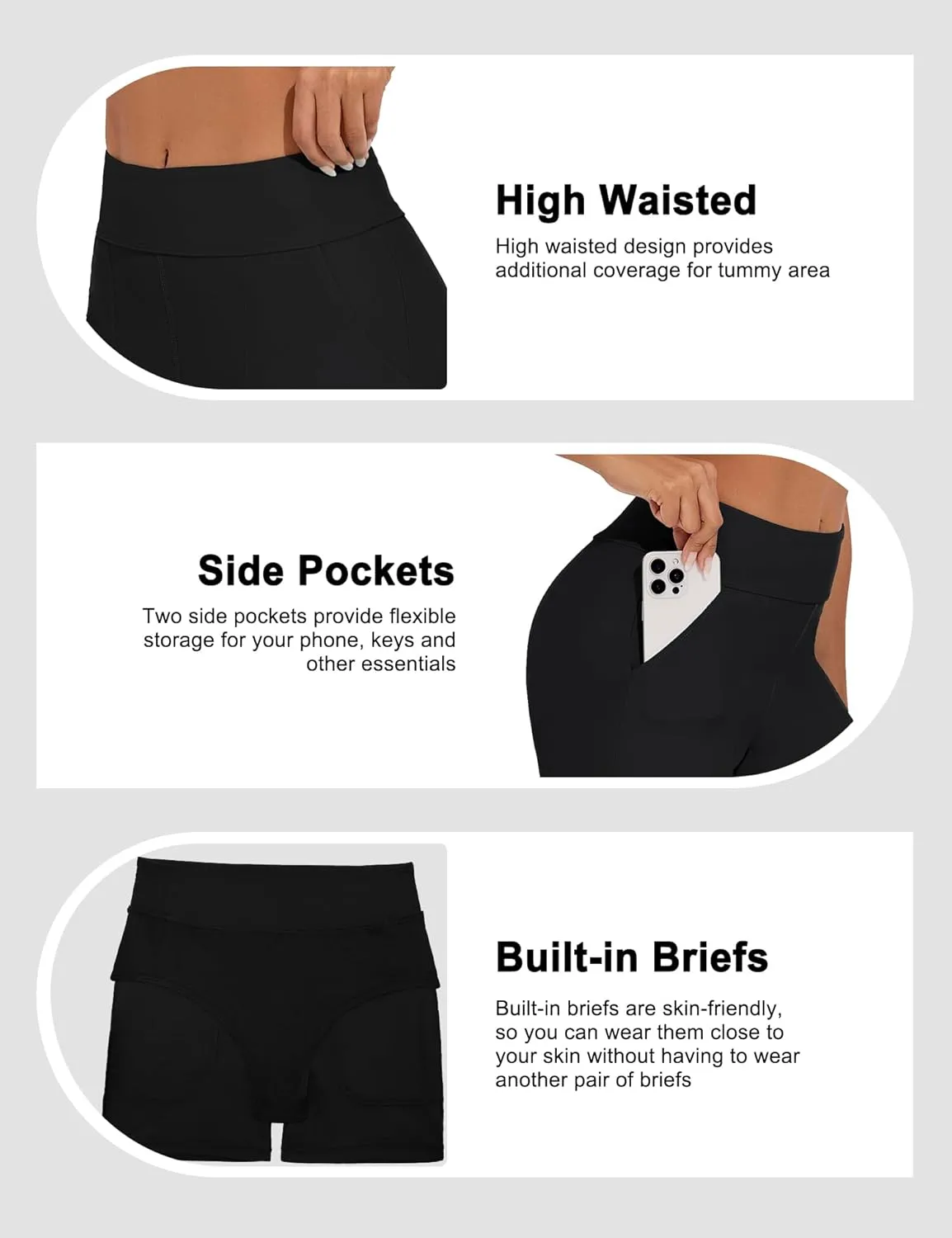 Bonneuitbebe Women's Swim Shorts High Waisted Bathing Suit Bottoms Swimwear Boyshort Swimming Swimsuit Board Shorts