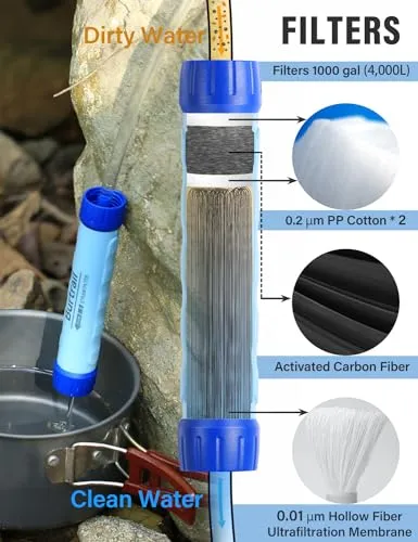 Burtrail Gravity Water Filter,Camping Water Filtration System,Water Filter Survival for Backpacking and Emergency Preparedness,3L Water Bag,0.01 Micron