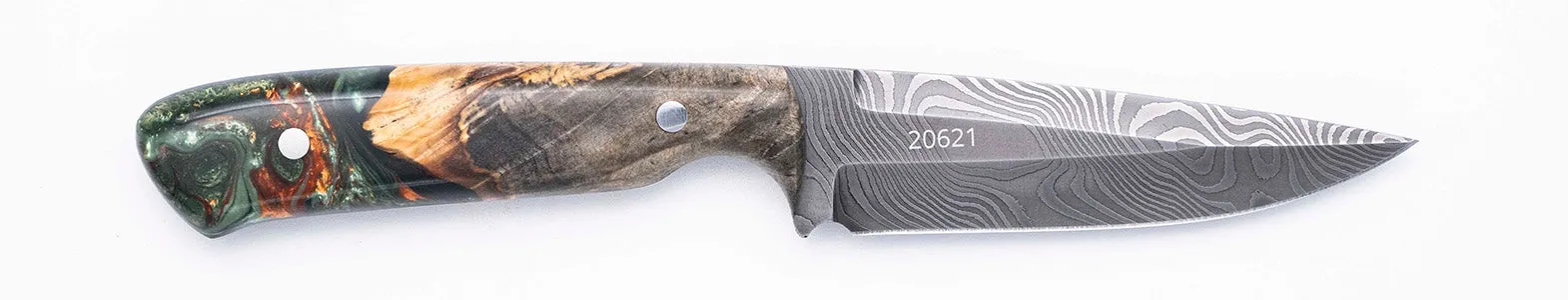 Carved Damascus Field Knife #20621