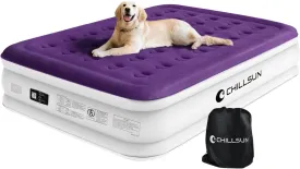 CHILLSUN Queen Air Mattress with Built in Pump, Inflatable Blow Up Mattress Luxury Double High Mattresses, 16 Inch Raised Double Airbed with Carry Bag for Camping, Guest & Home