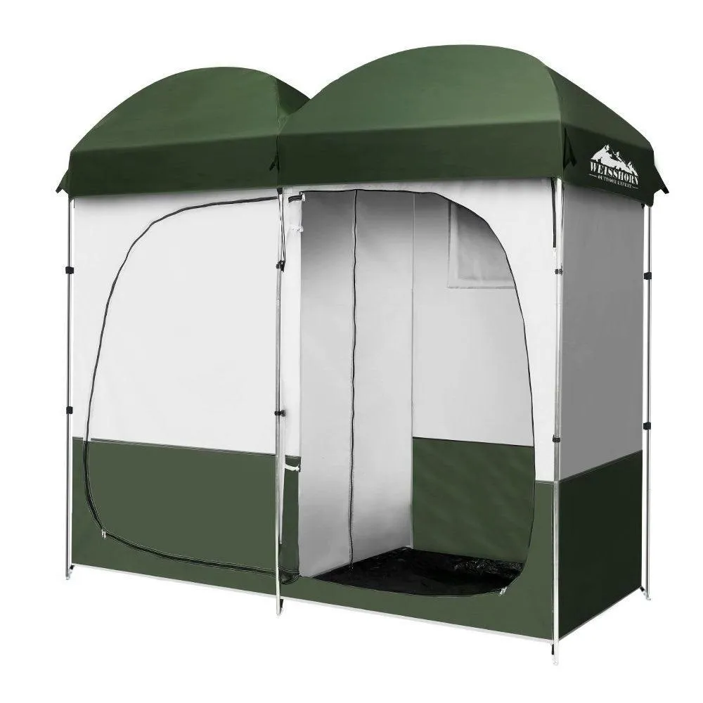 Double Camping Shower Toilet Tent - Outdoor Portable Change Room