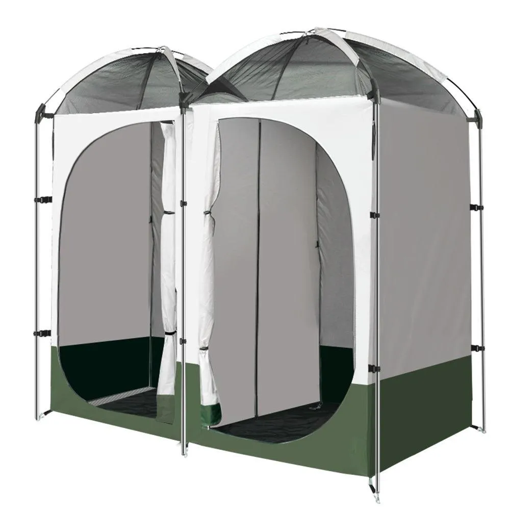 Double Camping Shower Toilet Tent - Outdoor Portable Change Room