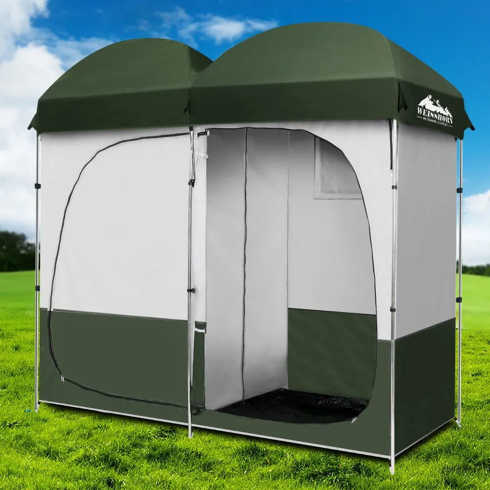Double Camping Shower Toilet Tent - Outdoor Portable Change Room