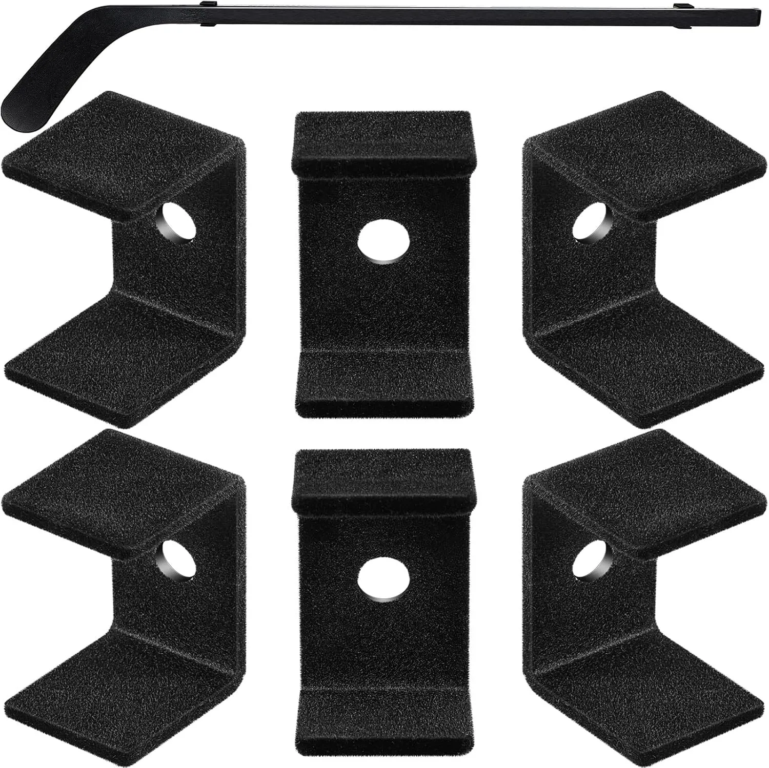 Dunzy 6 Pcs Black Hockey Stick Wall Mount Display Holder Display Hanger Ice Hockey Stick Mount for Wall Bracket for Home Office Storage Organizer Gifts(Simple Style)