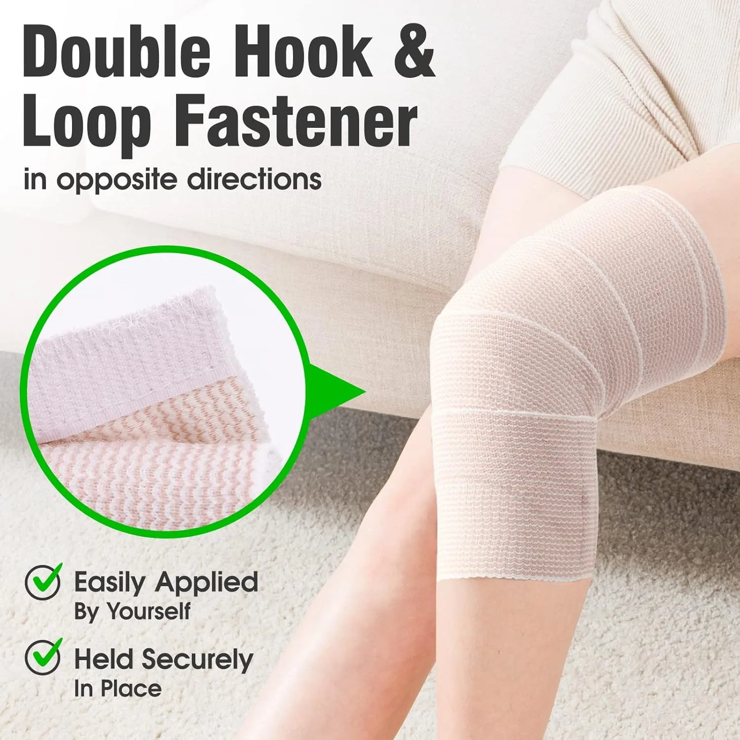 Elastic Bandage 2 Pack. 4 Inches Wide x (13 to 15 ft. When Stretched) with Hook and Loop on Both Ends, Latex Free Bandage. Perfect Compression Wrap for Varicose Veins,Sprained Ankle