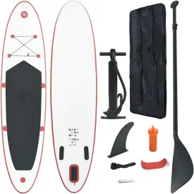 Enhance Water Fun with Inflatable Stand Up Paddle Board Set, Durable Construction, Easy Assembly, Red and White