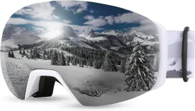FEISEDY Magnetic Ski Goggles for Men Women Youth Frameless Snow Goggles 100% UV Protection Snowboard Goggles B0020