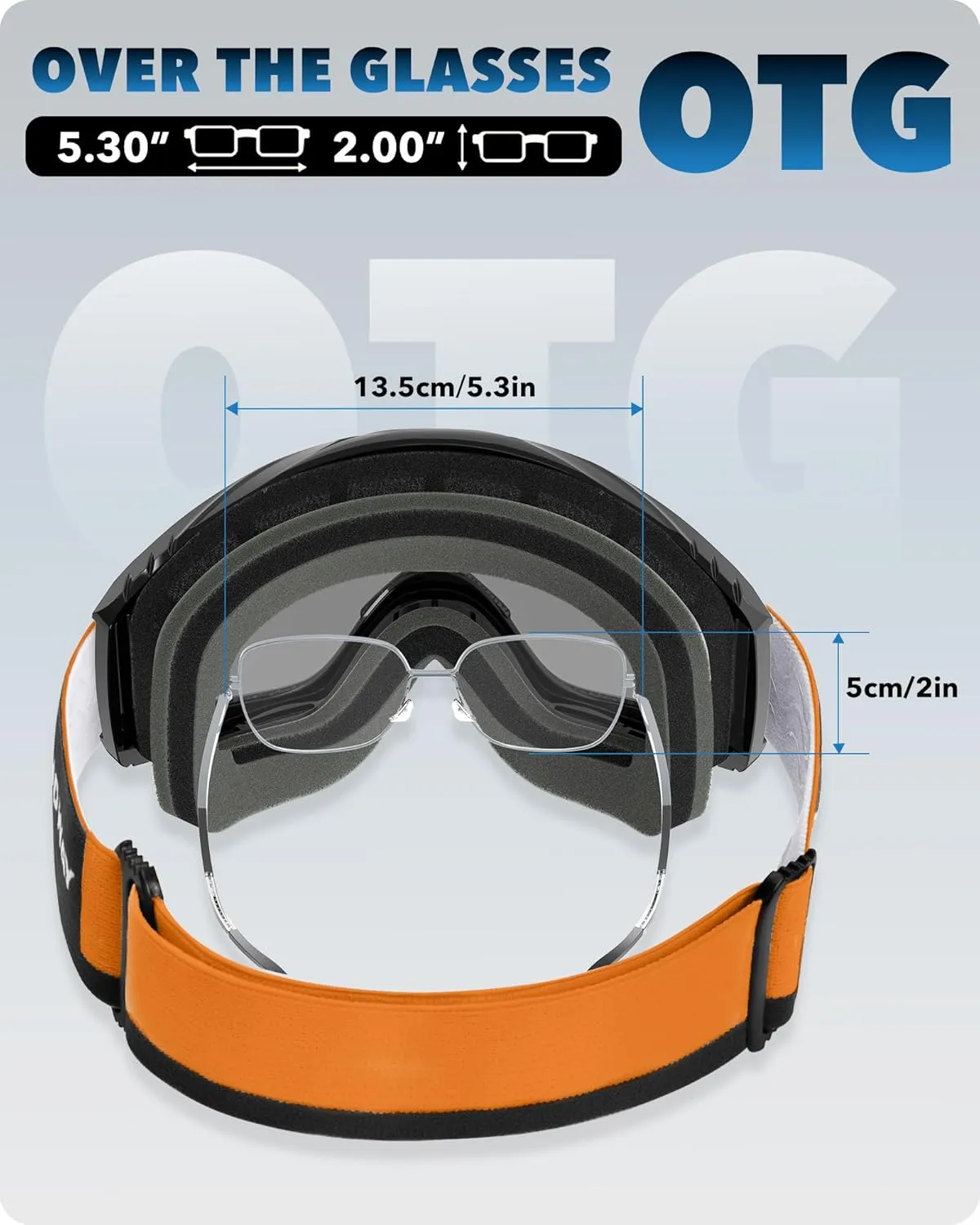 findway OTG Ski Goggles - Over Glasses Snow Snowboard Goggles for Men Women Adult & Youth - Anti-Fog 100% UV Protection
