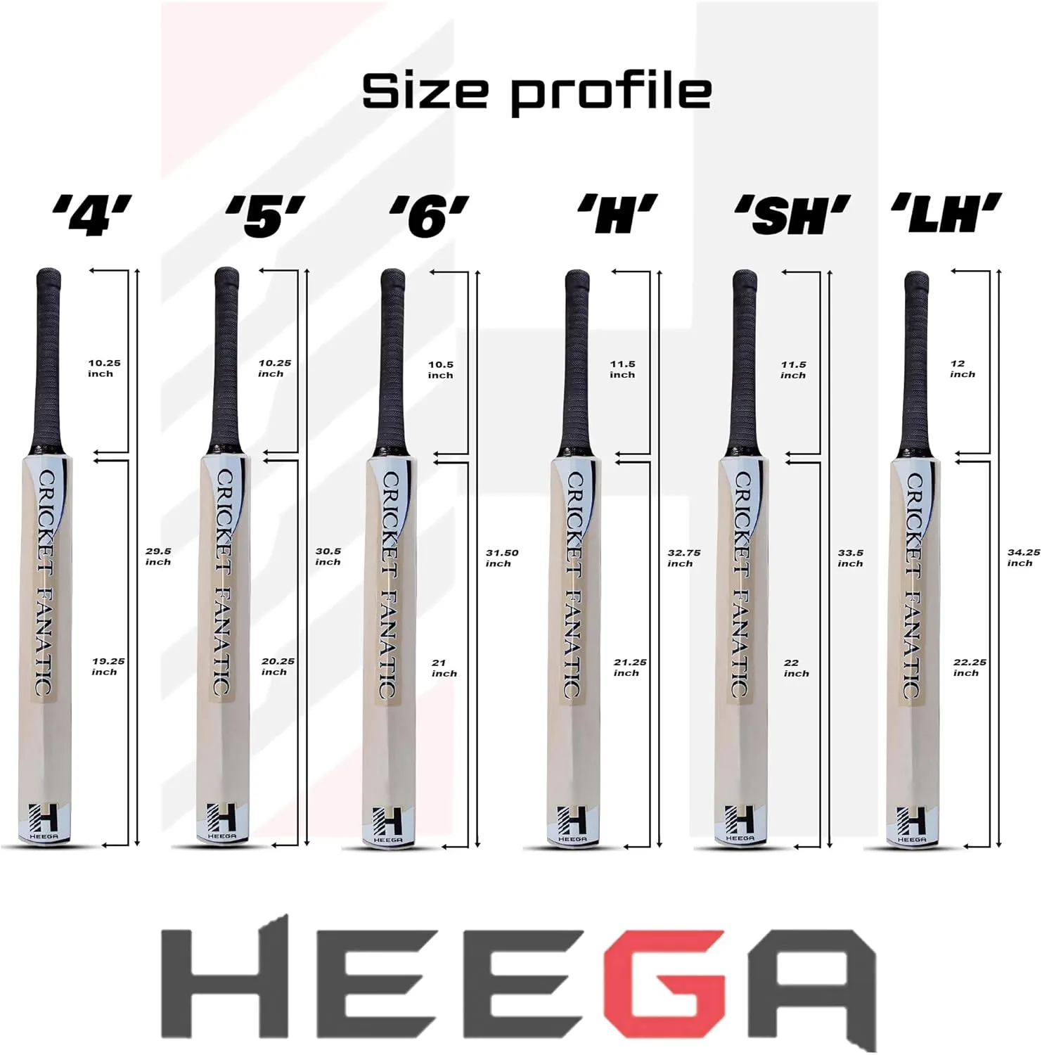 Heega Cricket Fanatic Half Width Kashmir Willow Middler Bat for Training Purpose