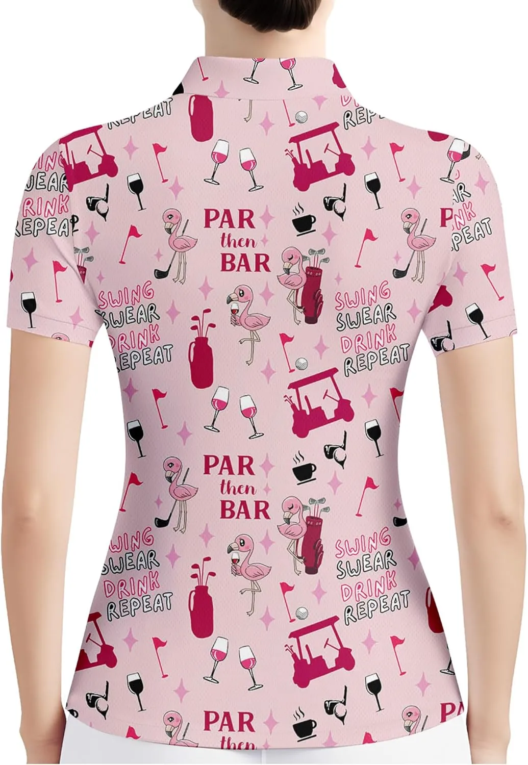 HIVICHI Funny Golf Shirts for Women Print Crazy Pattern Cute Novelty Moisture Wicking Short Sleeve Tennis Polo Shirt