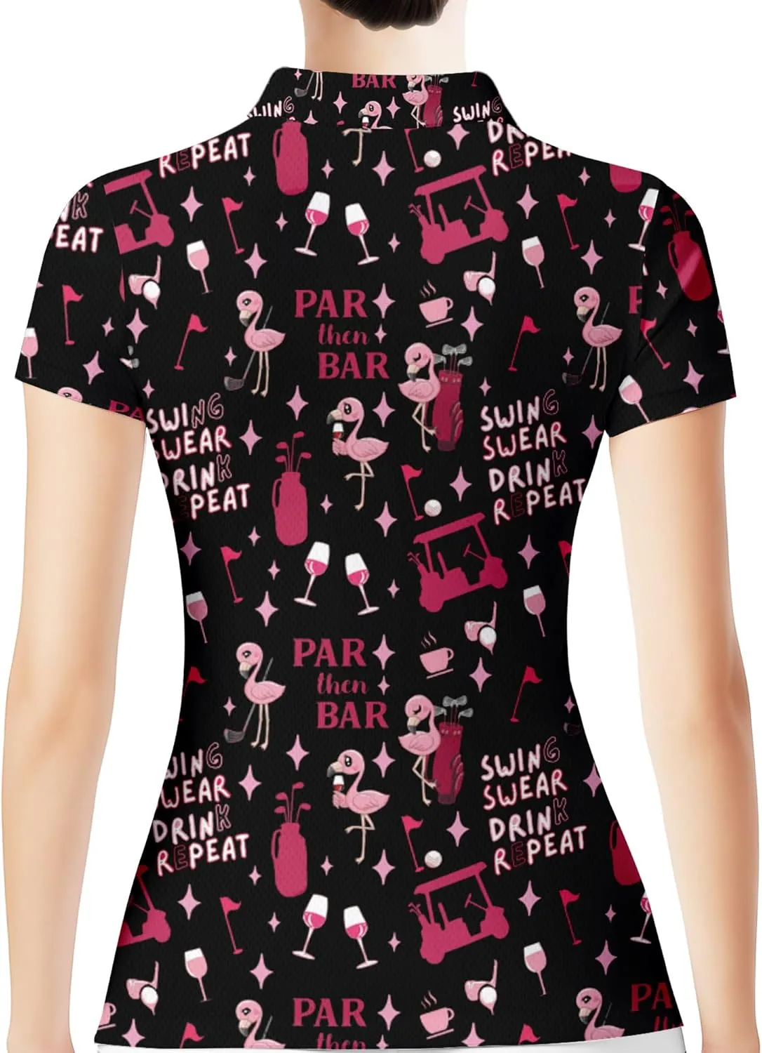 HIVICHI Funny Golf Shirts for Women Print Crazy Pattern Cute Novelty Short Sleeve Moisture Wicking Tennis Polo Shirt