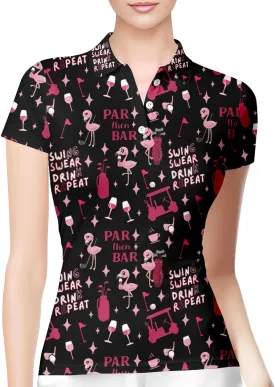 HIVICHI Funny Golf Shirts for Women Print Crazy Pattern Cute Novelty Short Sleeve Moisture Wicking Tennis Polo Shirt