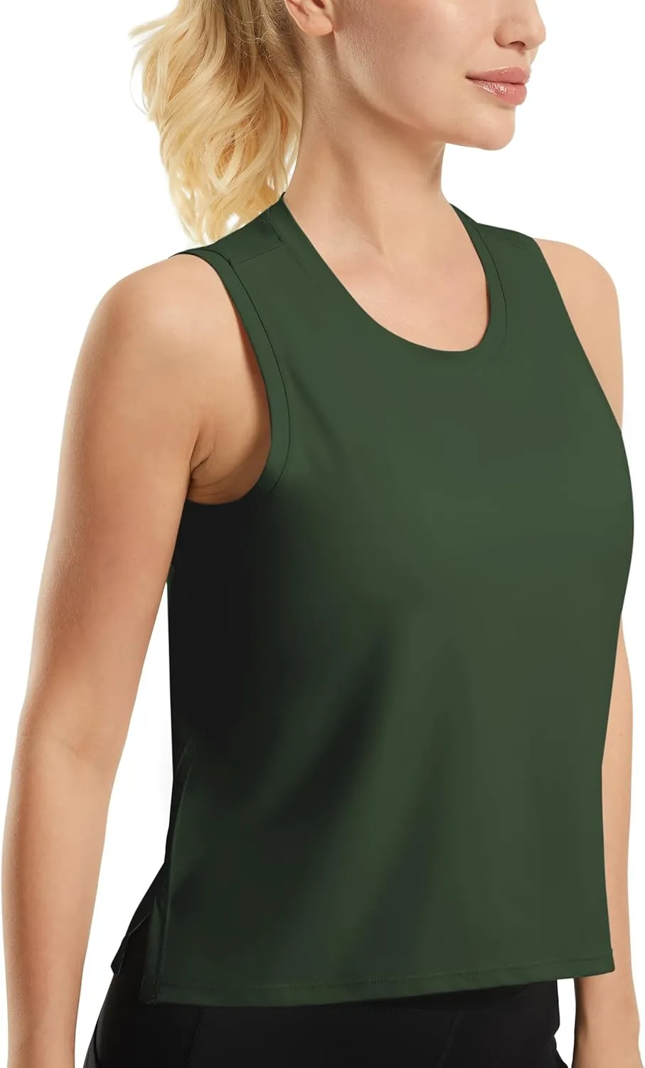 JOYSPELS Ice Silk Crop Workout Tank Tops for Women Cool-Dry Sleeveless Loose Fit Yoga Shirts