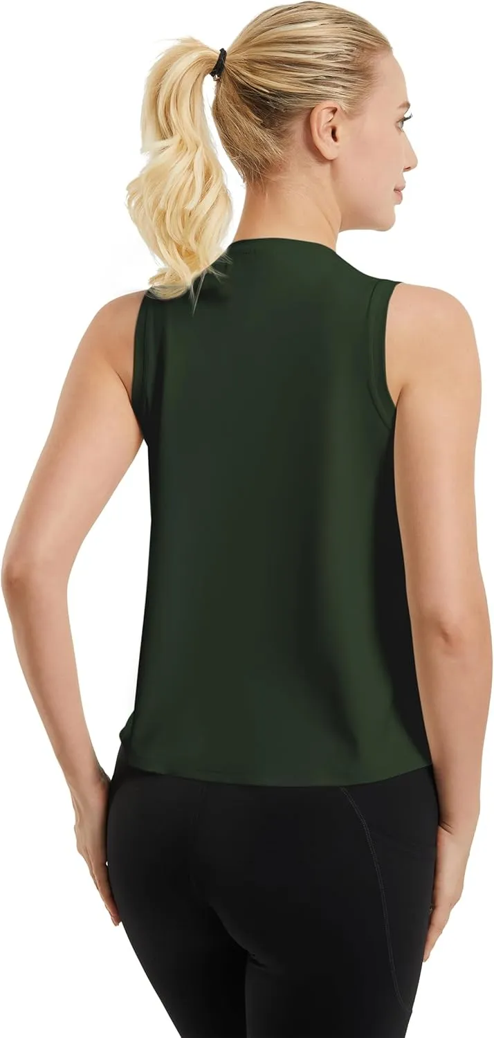JOYSPELS Ice Silk Crop Workout Tank Tops for Women Cool-Dry Sleeveless Loose Fit Yoga Shirts