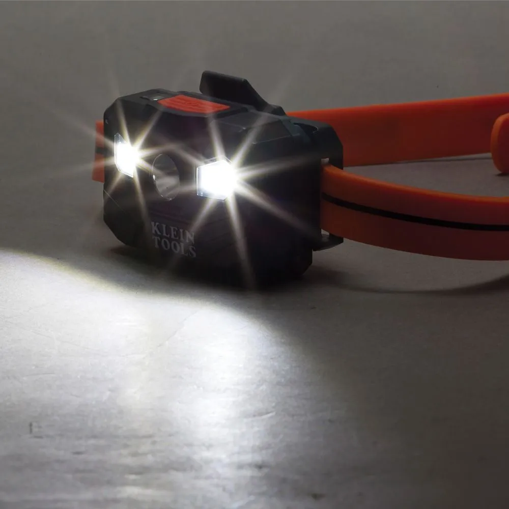 Klein Tools Rechargeable Headlamp w/Silicone Strap, 400 lm, All-Day Run, Auto-Off