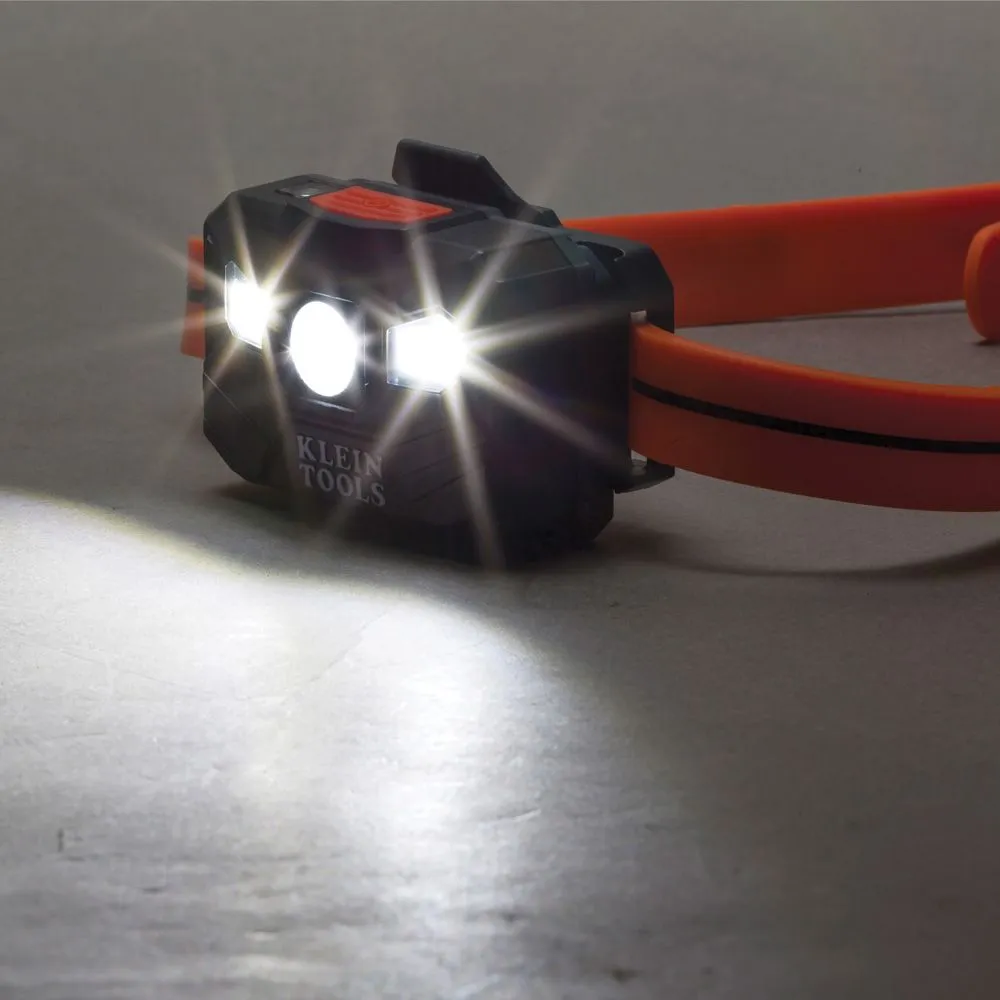 Klein Tools Rechargeable Headlamp w/Silicone Strap, 400 lm, All-Day Run, Auto-Off