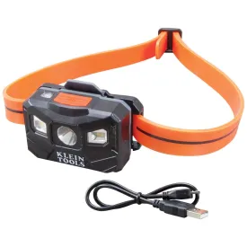 Klein Tools Rechargeable Headlamp w/Silicone Strap, 400 lm, All-Day Run, Auto-Off