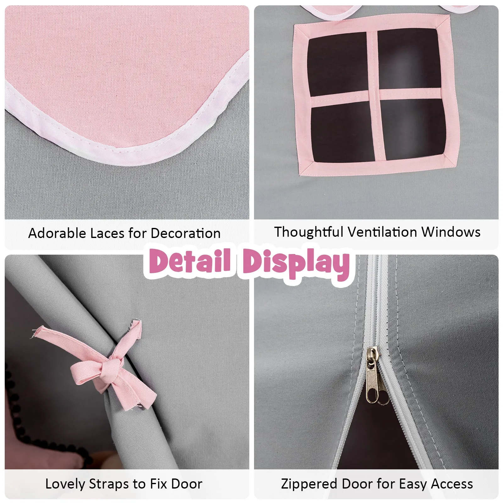 Large Indoor Outdoor Portable Fairy Kids Play Tent with Storage Bag -Pink