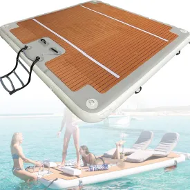 Luxury Inflatable Dock Floating Platform,Water Surfing Mat,Platform Stable Portable Fishing Platform,Floating Cushion Raft Island Air Bed (2 * 2m/6.6 * 6.6ft)