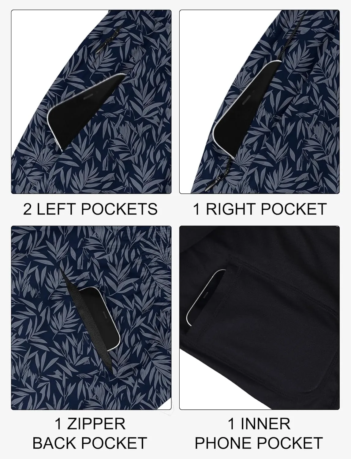 Lzzidou Mens Board Shorts with Compresssion Liner 7 Inch Inseam Swim Trunks Quick Dry Bathing Suit with Zipper Pockets