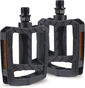 MEGHNA Bike Pedal 9/16 inch Thread Universal Pedals Lightweight Non - Slip Bicycle Pedal Flat Pedal Nylon for Mountain Bike Cruiser Bike Commuting Bike Folding Bike Kids Bike (Black)