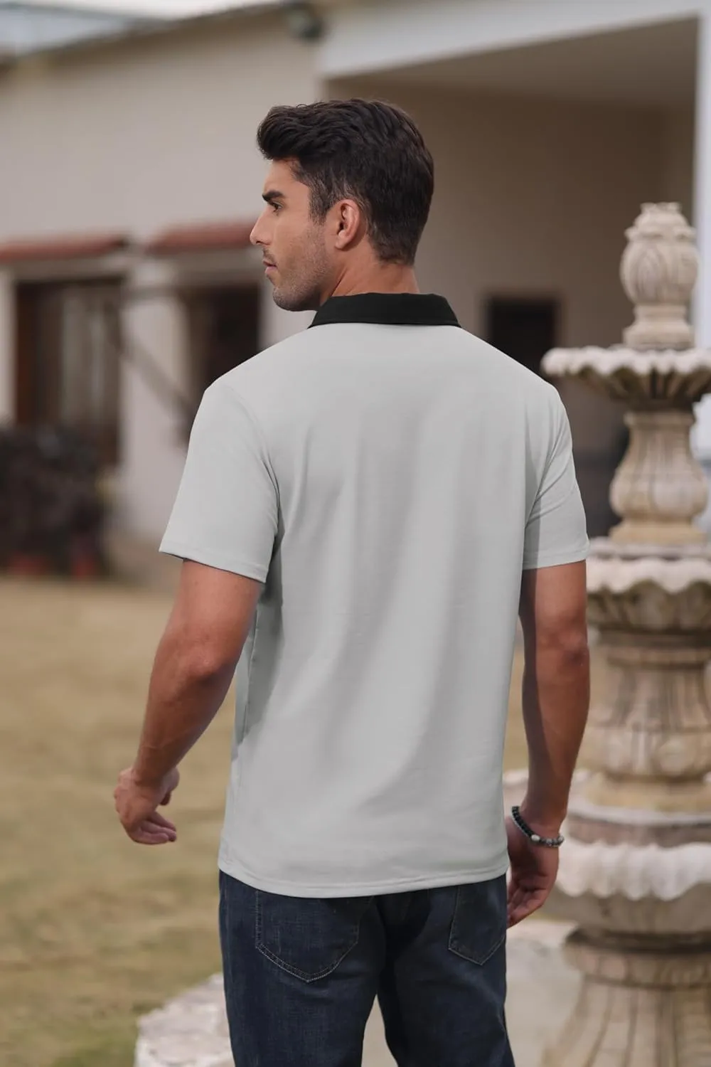 Mens Short Sleeve Polo Shirts Casual Summer Button Basic Shirt Classic Golf Stylish Tops with Pocket