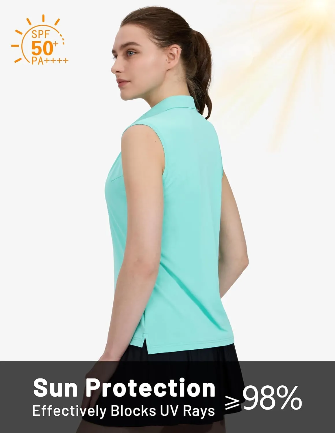 MIER Women's Sleeveless Golf Polo Shirts Athletic Tennis Collared Tank Tops, Quick Dry, UPF 50 