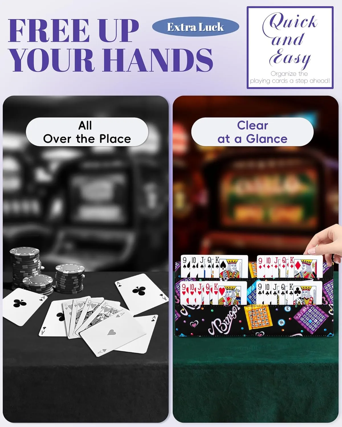 Playing Card Holder for Bingo Pull Tabs Card Holders for Canasta Poker Bridge Cards Bingo Card Holder for Pull Tabs Gambling Tickets Casino Bingo Game Accessories Gifts Prizes for Bingo Lovers Players
