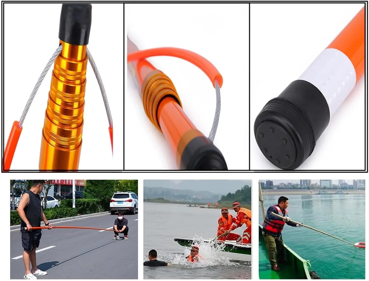 Pool Safety Hook,Safety Hook Pool Pole, Telescoping Lifeguard Rescues Pole with Hook Heavy Duty Salvage Rods Emergency Life Preserving Saving Equipment Tool(1.2-6.5m(4.9ft-21.3ft))