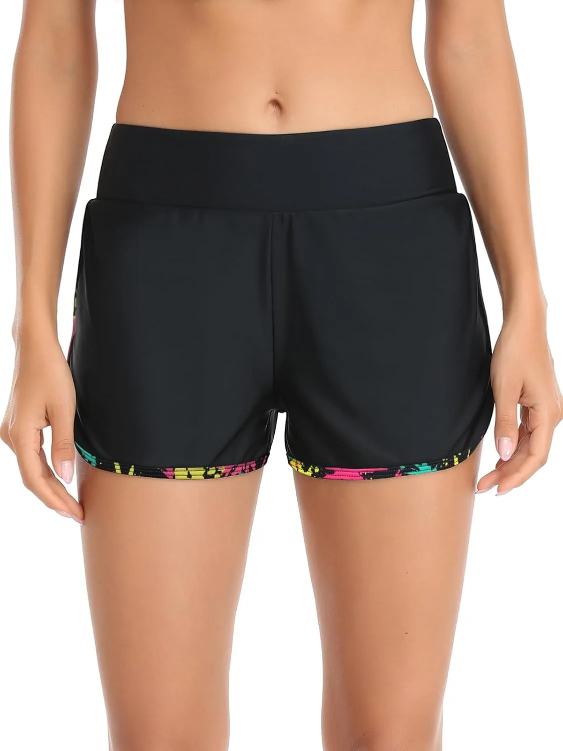 RELLECIGA Women's Board Shorts High Waisted Tummy Control Built-in Swim Shorts