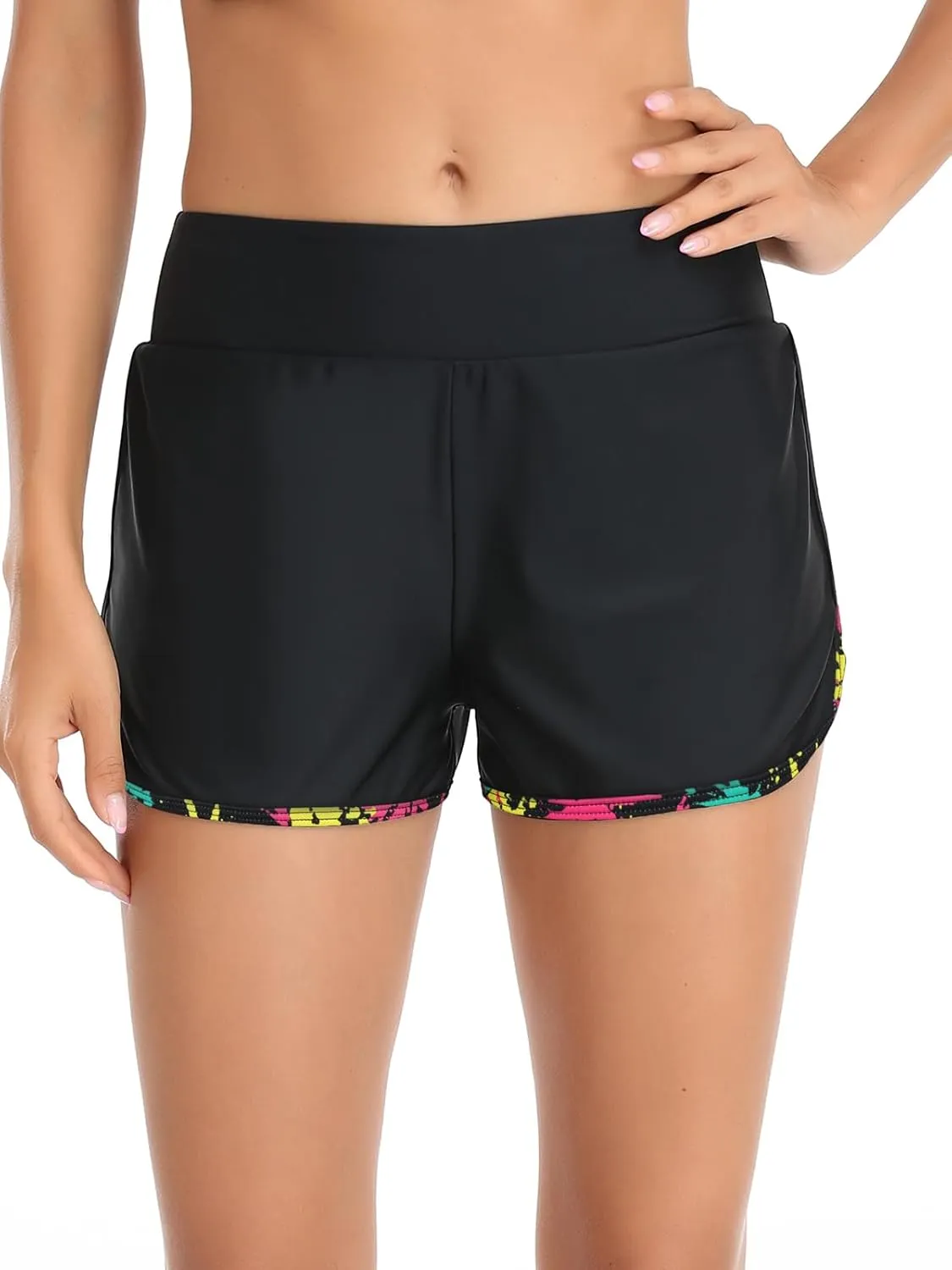 RELLECIGA Women's Board Shorts High Waisted Tummy Control Built-in Swim Shorts