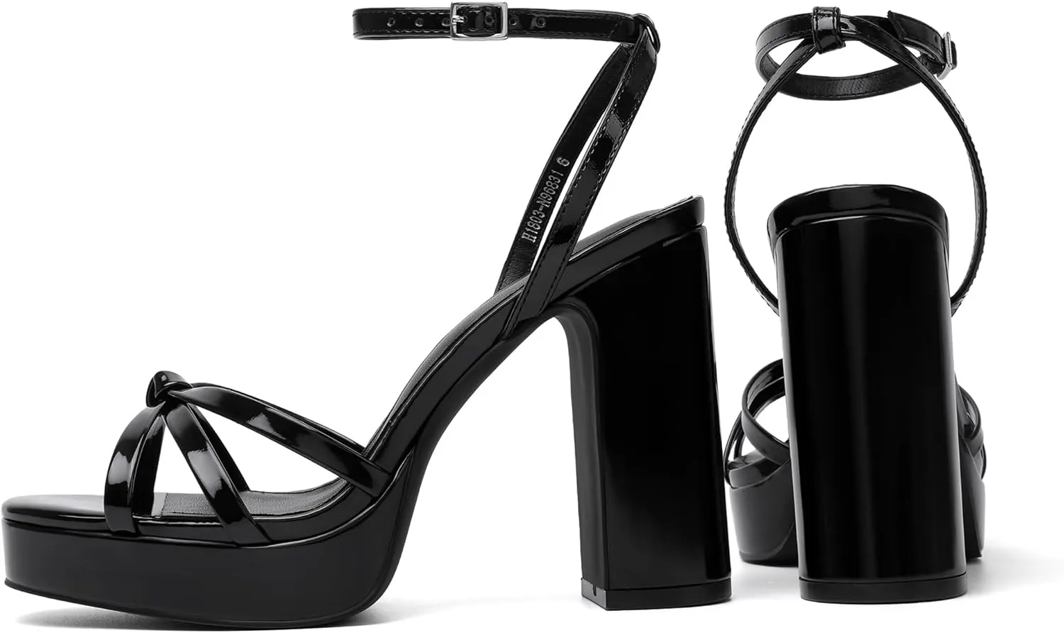 sun gurg Strappy Platform Heels for Women Square Open Toe Chunky High Heels Multicolored Ankle Strap Block Heeled Sandals for Prom Wedding Date Night