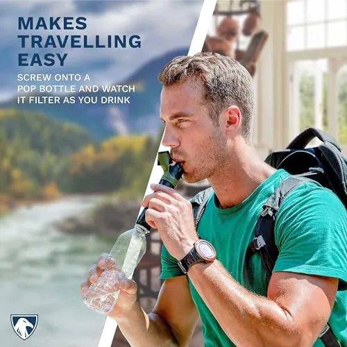 Survivor Filter Squeeze Kit - Collapsible Bottle & Filter Straw - Viral, Parasite, Bacterial Filter